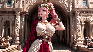 Blonde Queen! Private Morning Reading in the Roman Court, Silk Stockings Crossed, Forbidden Lip Touch!