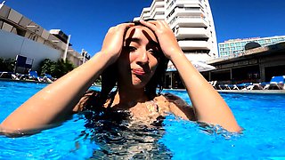 Puta Argentina is Caught in the Pool and Fucked Wildly