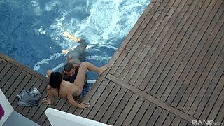 At the pool, the Spanish hotness Julia De Lucia is getting pleasured