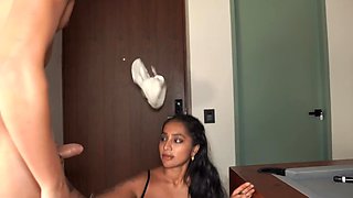 Big ass latina slut lost me a game of pool and now has to please my cock with her mouth and pussy