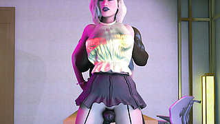 Luna Vex, the mysterious blonde girl with huge breasts rides her friend Tom's huge BBC non-stop