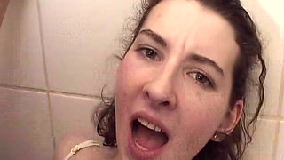 Hairy French Babe Assfucked in the Bathroom