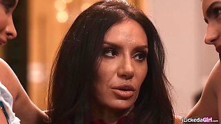 Teen and stepmom fuck her milf principal