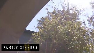 FAMILY SINNERS - Thin Black-haired Uses Her Enticing Charm On Her Stepdad To End Their Heavy Discussion