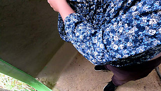 Beating Her Nipples on Construction Site