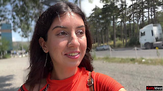 Public Blowjob in the Bushes with Stranger and Crazy Cumwalk Covered in Cum