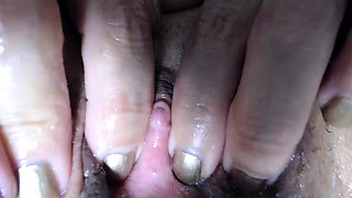 Masturbation close up in heels fishnet stockings and panties