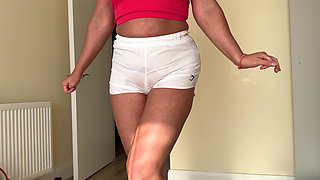 Desperate Wetting Her White Short Pants