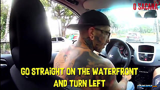 He Sucked in the Car and Took Cum From His Big Cock