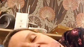 She Sucks and Smears Her Young Lover's Sperm in a Selfie