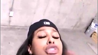 Public blowjob from an amateur brunette babe in POV video