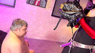 French Pegging - Caged Sub Gets His Ass Destroyed by His Mistress Strapon - BDSM