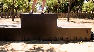Outdoor solo scene with Ivana masturbating her pussy