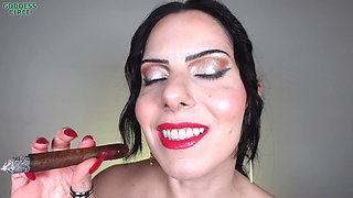 Beautiful Girl Smokes a Cigar - Ugly but Hot Lipstick