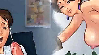 Summertime saga: cougar MILF caught a guy with his big dick in his hands ep 153