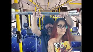 Brunette with Glasses Gets Anal Fuck and Creamy Ass on Public Transport