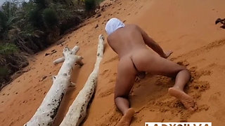 Ladysilva naked on the beach with a lot of horny ass