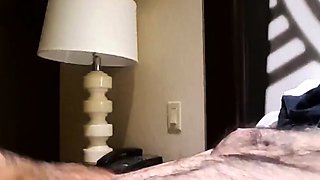 Hairy Bear Jerks Off in a Hotel Room and Cums Hard