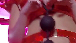 BDSM Mistress Pvc Gold Red Vinyl Toys Dick Fetish Boots Femdom