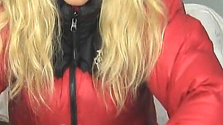 Charlee Chase Red Puffy Jacket Handjob
