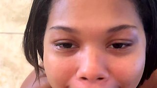 Slut gives wam deep throat pov blowjob and handjob