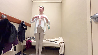 Mall Try on Flashing Showing to Her Client New Collections
