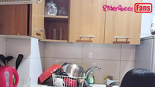 Videos for Fans: a Masked Young Man Fucks Me in the Kitchen