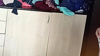 Amateur Woman Has Fun Trying on Clothes and Cutting Them