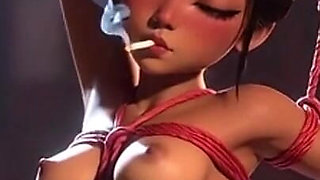 Cigarette Smoking Bondage Session - Horny Bound Woman with Tight Wet Pussy