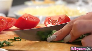 Horny Gina Valentina And Donnie Rock had Fun In Food Fight That Ended Up In Wild Fuck