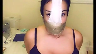 Latina Gagged with Panties and Taped with a Wrap Gag!