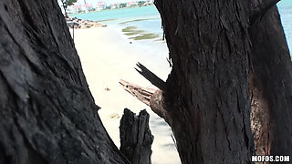 Pervs on Patrol - Latina Missy Mart Seduces a Lucky Hiker for a Hot Topless Beach 3some Session