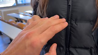 My CLASSMATE finds out that I do porn videos in the SCHOOL'S BATHROOM and asks me TO DO ONE