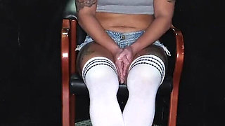 Gorgeous brunette Miss D gloryhole interview
