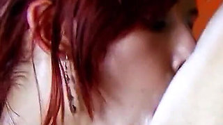 Sexy skinny redhead teen Dixie fucked to orgasm by her stepbrother with a big cock