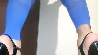 Blue lingerie solo crossdresser