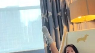 Glamour babe with big boobs masturbates in lingerie