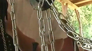 Fucked outdoors and tied to a pole