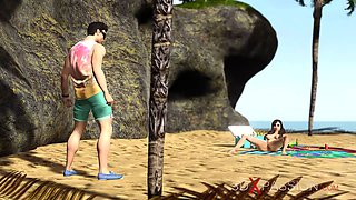Hot porn! dune buggy, topical beach and horny sumptuous dark haired