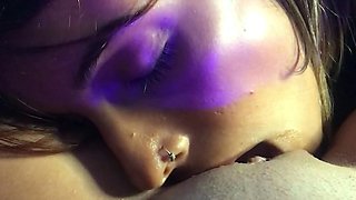 Two wet naked amateur babes having lesbian sex in the shower