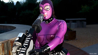 Cristal Kinky Lilac Rubber Doll Solo Fucking Machine Outdoors