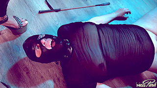 Miss Paris Dominates Her Slave,throat Fucking with the Butt Plug