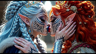 Beautiful Elves Princess Kissing, Ai Animation