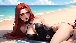 Redheads have a gangbang on the beach and have an