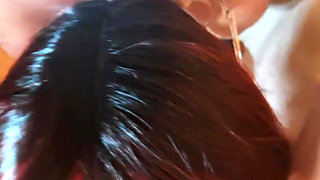 MILF with Glasses Gives a Blowjob with Cumshot