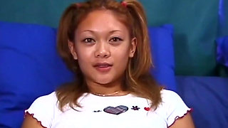 Sexy Asian pussy fucking dildo playing in a college uniform