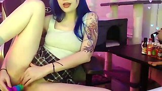 Asian teen anal cavity toyed with on top of the desk