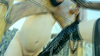 Restrained CBT - Needles in his balls and tongue