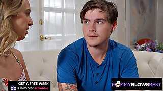 Blonde MILF Millie Morgan Deepthroats Big Cocks in Sloppy Blowjobs for Potential Babysitter C
