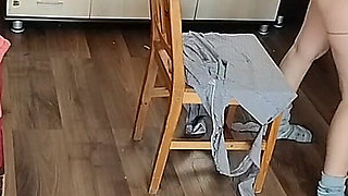 Sexy Latina Tries on and Cuts Clothes - Sexy Latina with Hairy Pussy, Big Tits, Big Ass